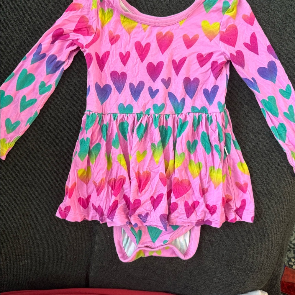 Pink Heart VALENTINE Ruffle Bodysuit LITTLE SLEEPIES